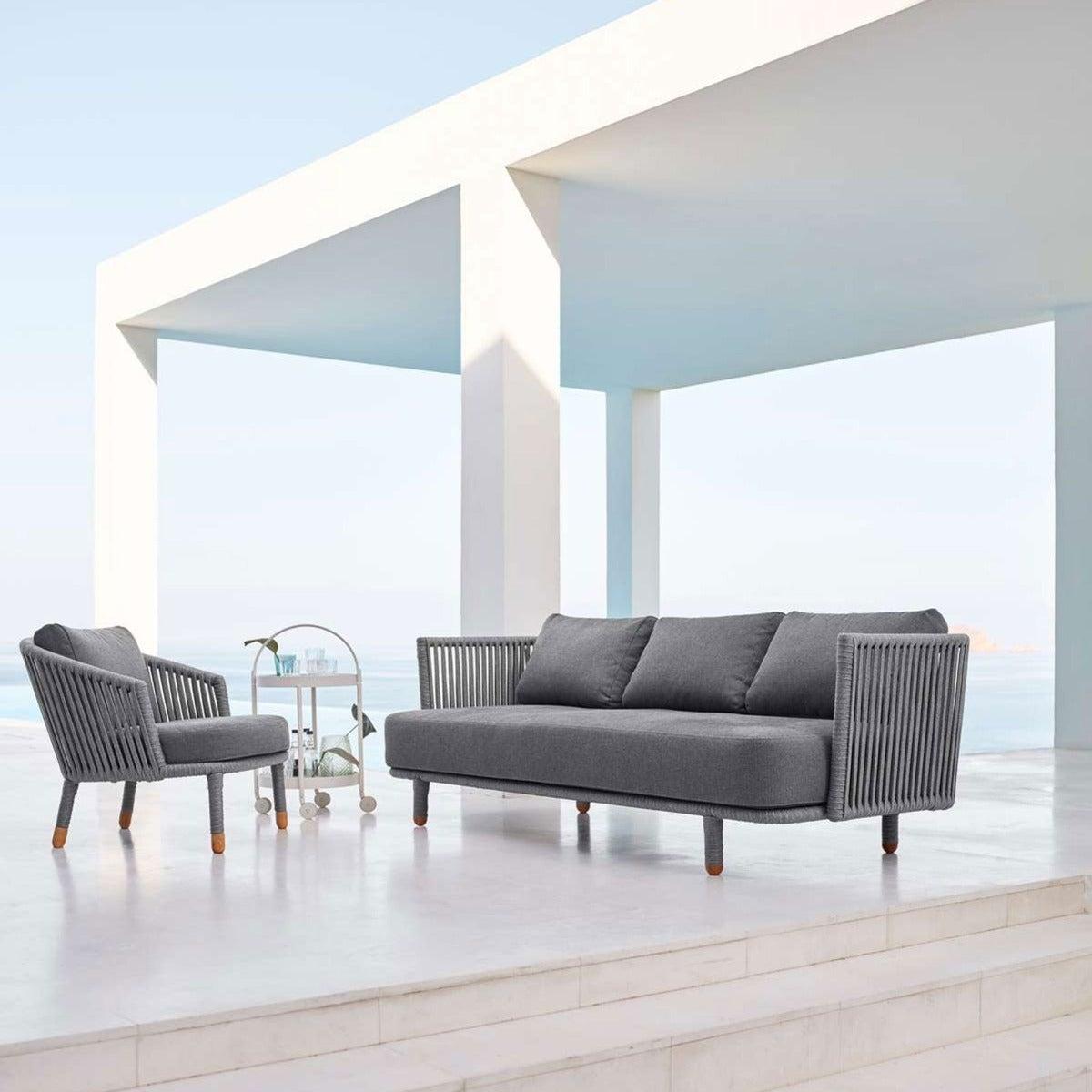 Cane-line Moments Outdoor 3 Seater Sofa, Grey | Barker & Stonehouse – image 2