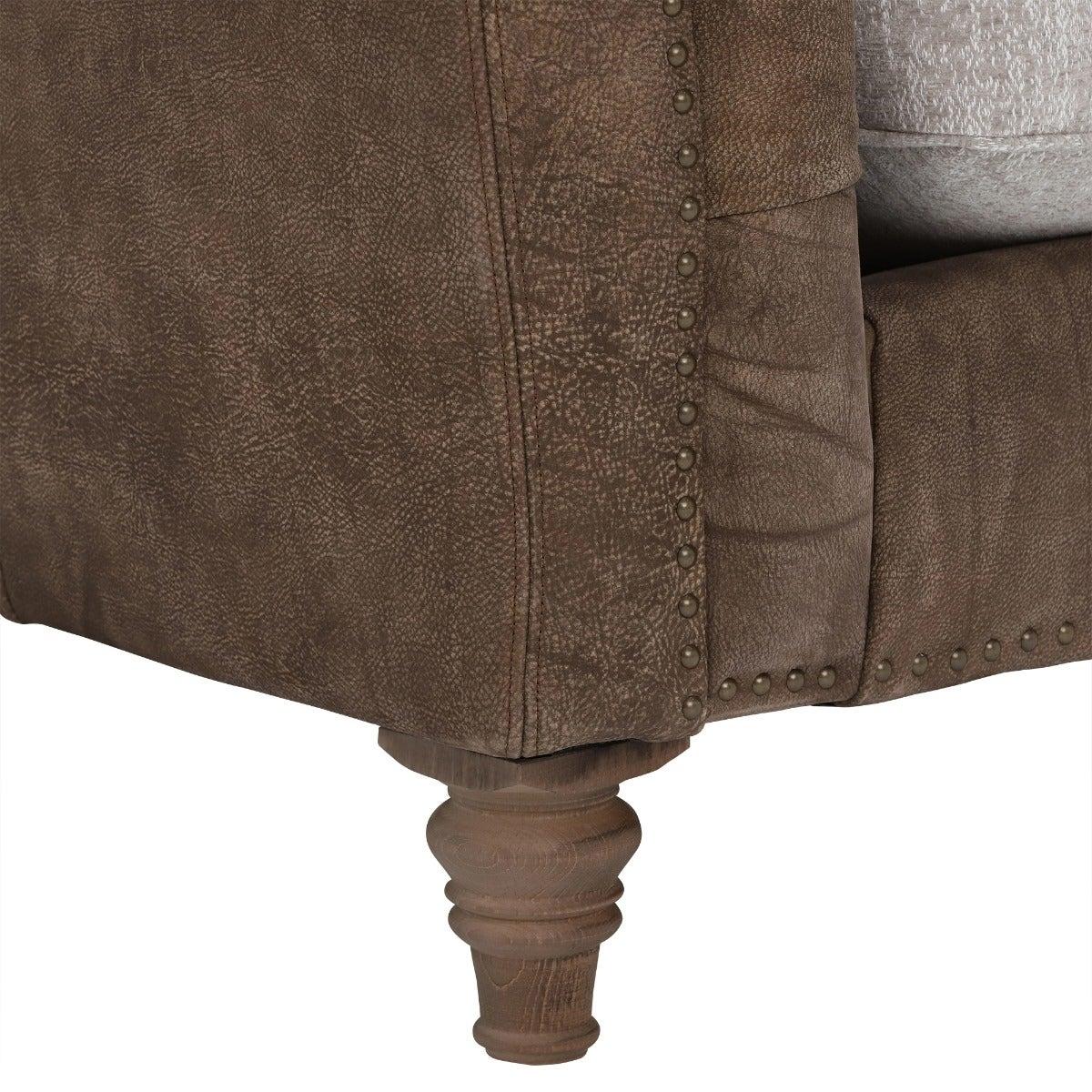 Darwin Large Pillow Back 3 Seater Sofa, Neutral Leather | Barker & Stonehouse – image 3