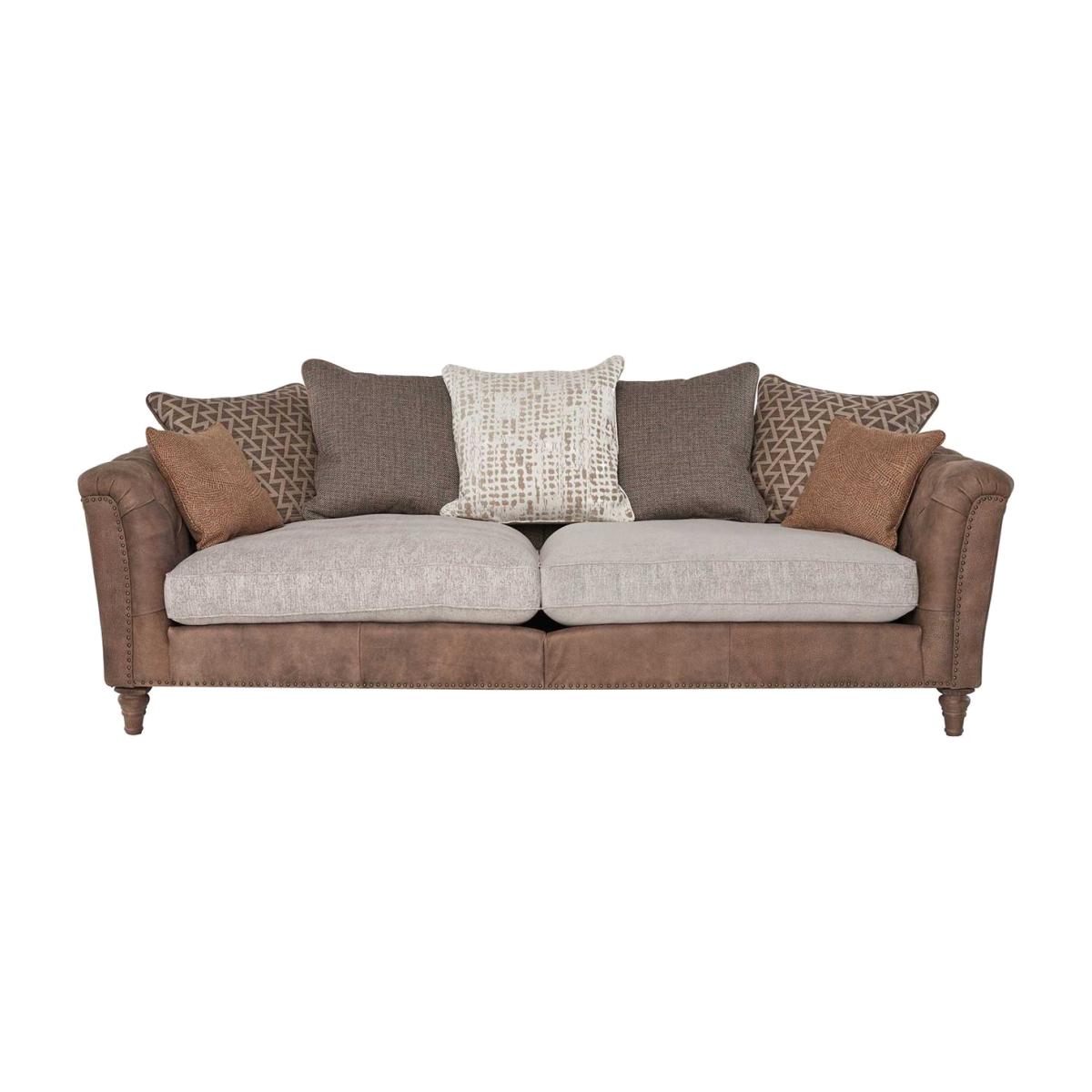 Darwin Large Pillow Back 3 Seater Sofa, Neutral Leather | Barker & Stonehouse – image 1