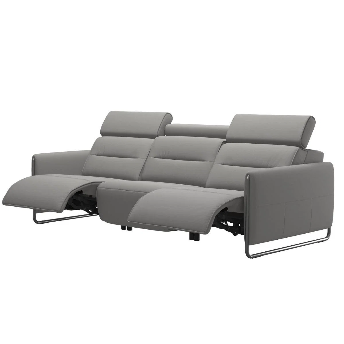 Stressless Emily 3 Seater With 2 Power Quickship Recliner Sofa, Grey Leather | Barker & Stonehouse – image 2
