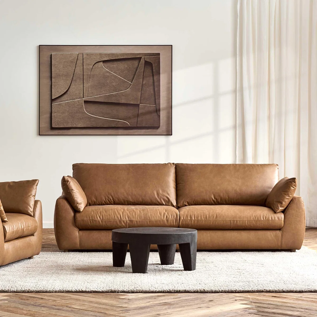 Odair 3 Seater Sofa, Brown Leather | Barker & Stonehouse – image 2