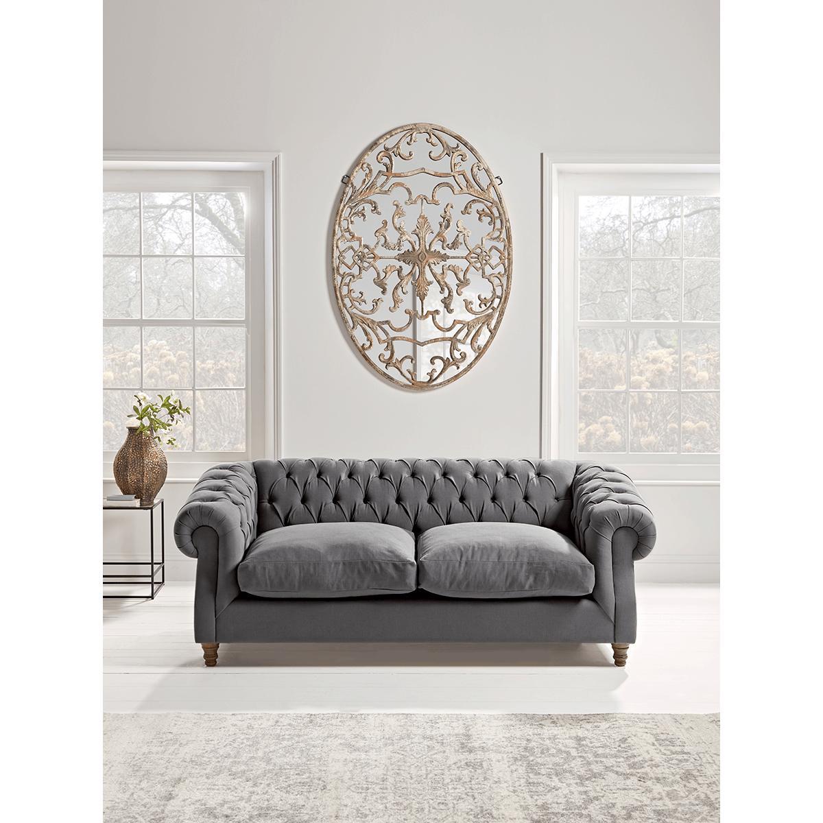 Layla Three Seater Sofa - French Blue Linen Cotton Blend – image 1