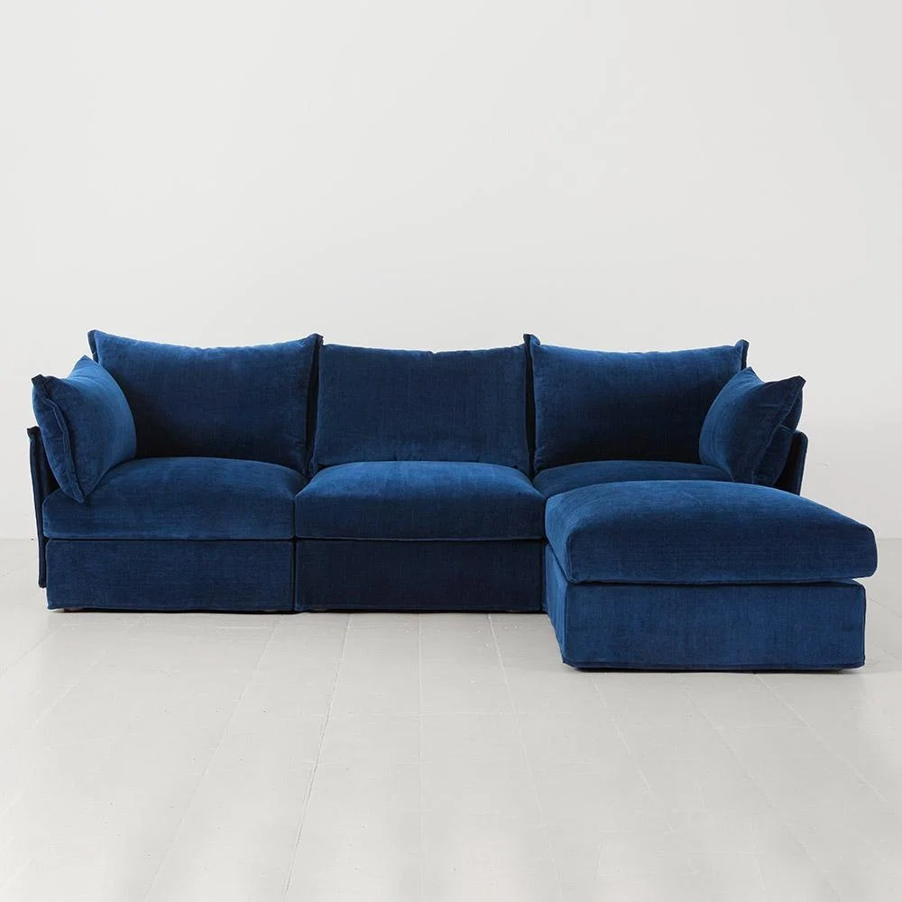 Swyft Sofa in a Box Model 06 Modular Royal Velvet 3 Seater Sofa with Chaise - – image 1