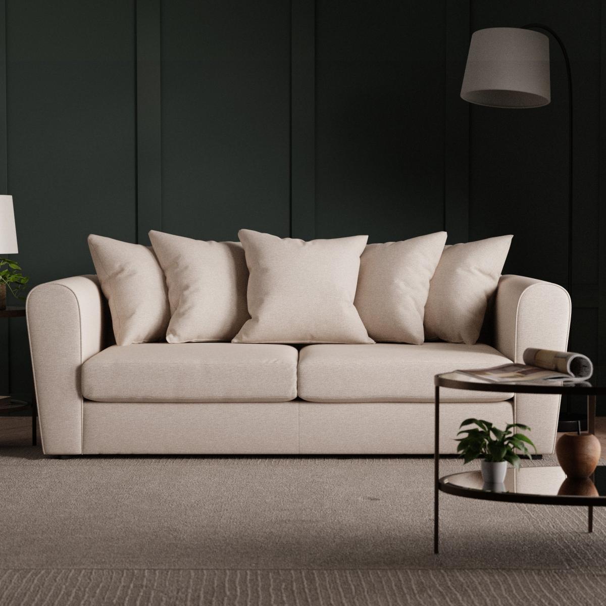 Blake Soft Texture Fabric 3 Seater Sofa Soft Texture Natural – image 1