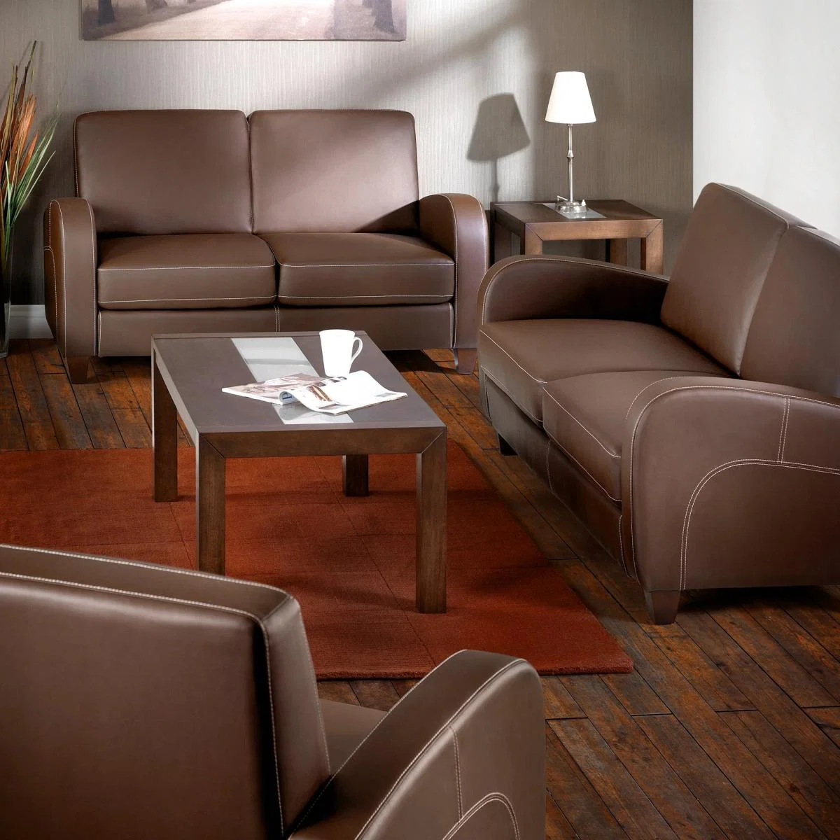 Vivo Faux Leather 3 Seater Sofa Brown – image 2
