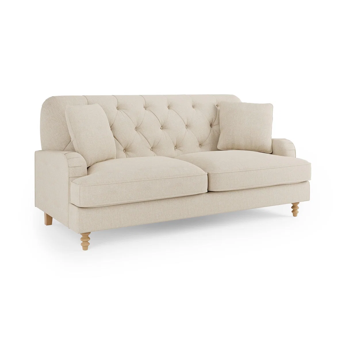 Beatrice Fabric Buttoned 3 Seater Sofa Bed Luna Natural – image 8