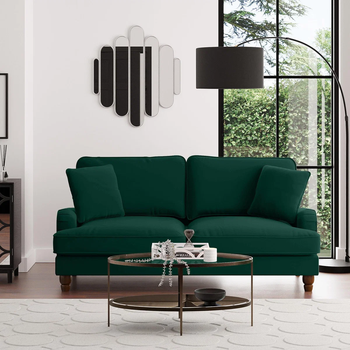 Beatrice Velvet 3 Seater Sofa Bottle (Green) – image 1