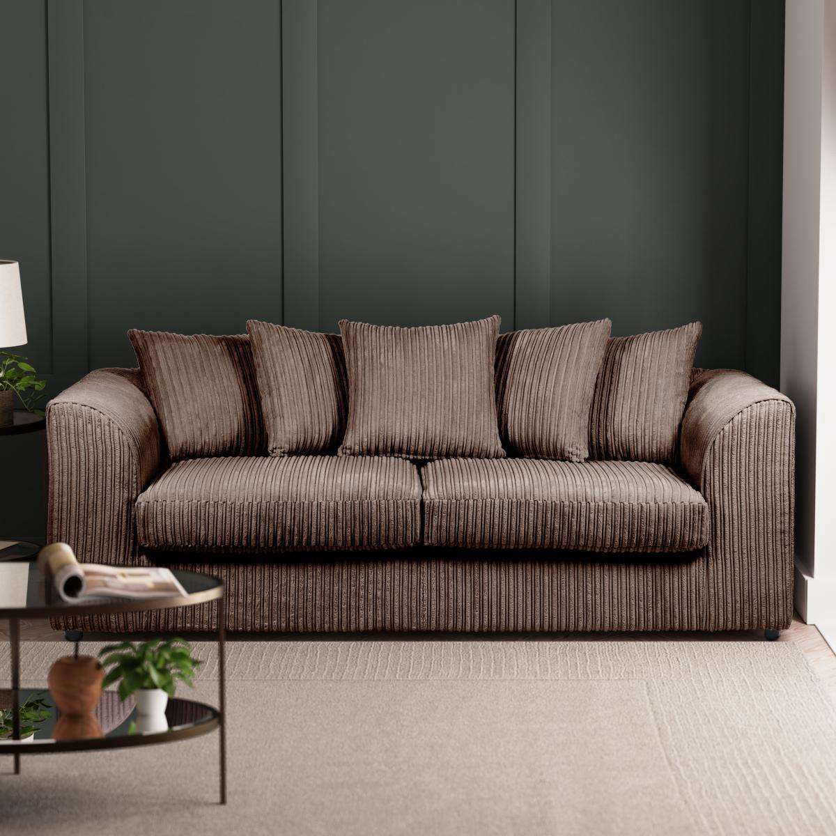 Blake Jumbo Cord 3 Seater Sofa Chocolate (Brown) – image 1