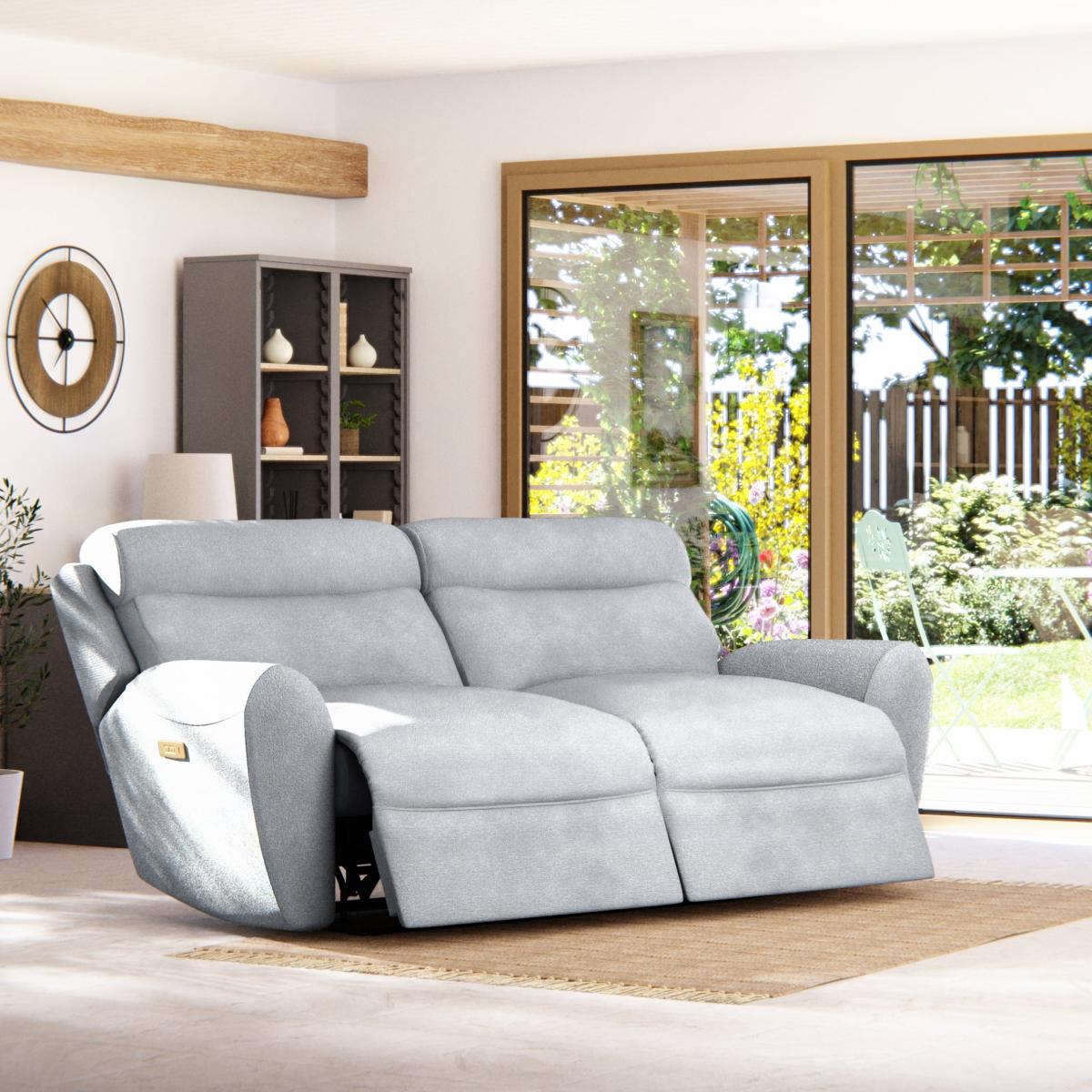 Wareham 3 Seater Power Recliner Sofa Chenille Sky – image 2