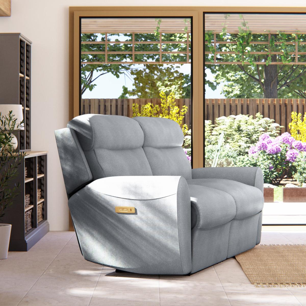 Wareham 3 Seater Power Recliner Sofa Chenille Sky – image 4