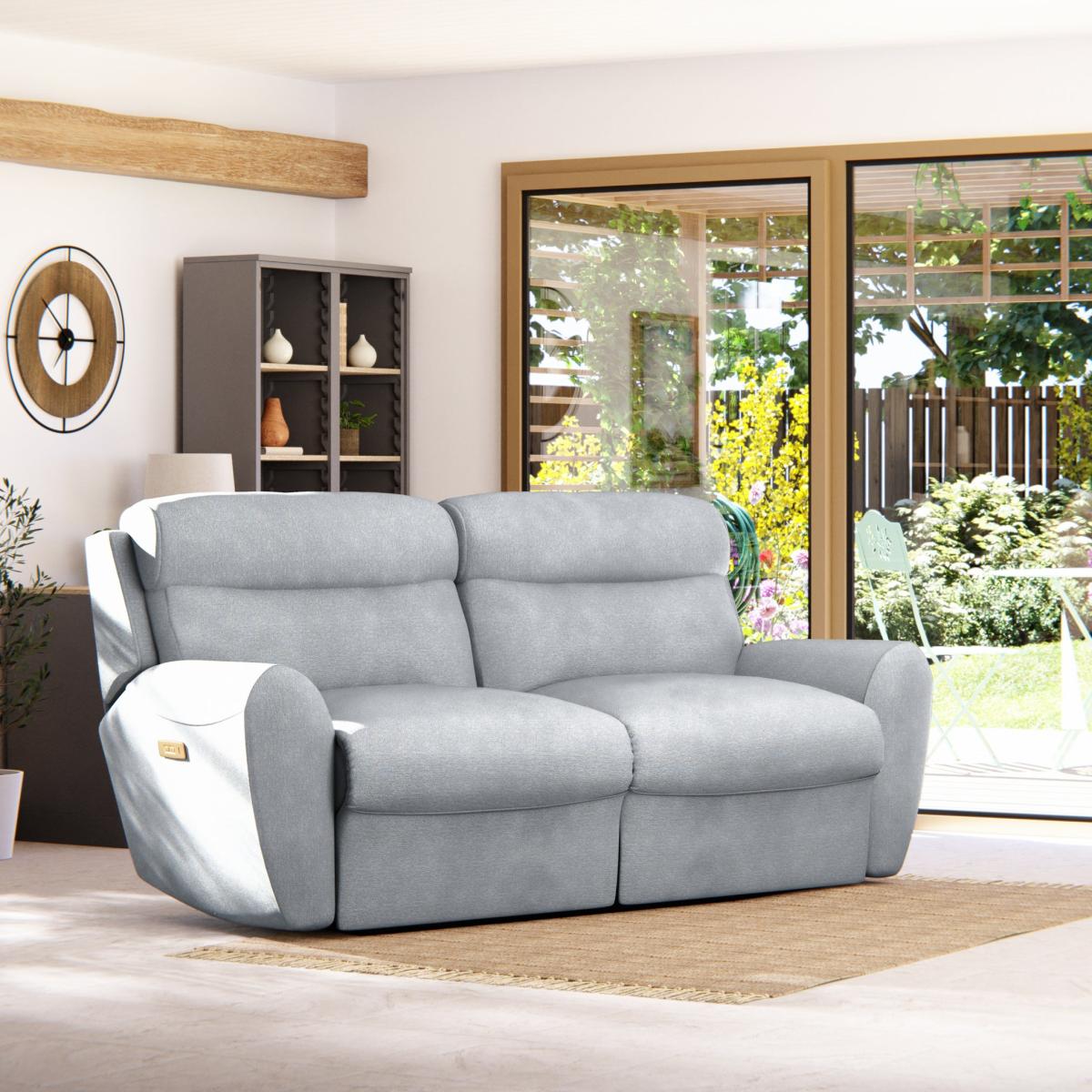 Wareham 3 Seater Power Recliner Sofa Chenille Sky – image 1