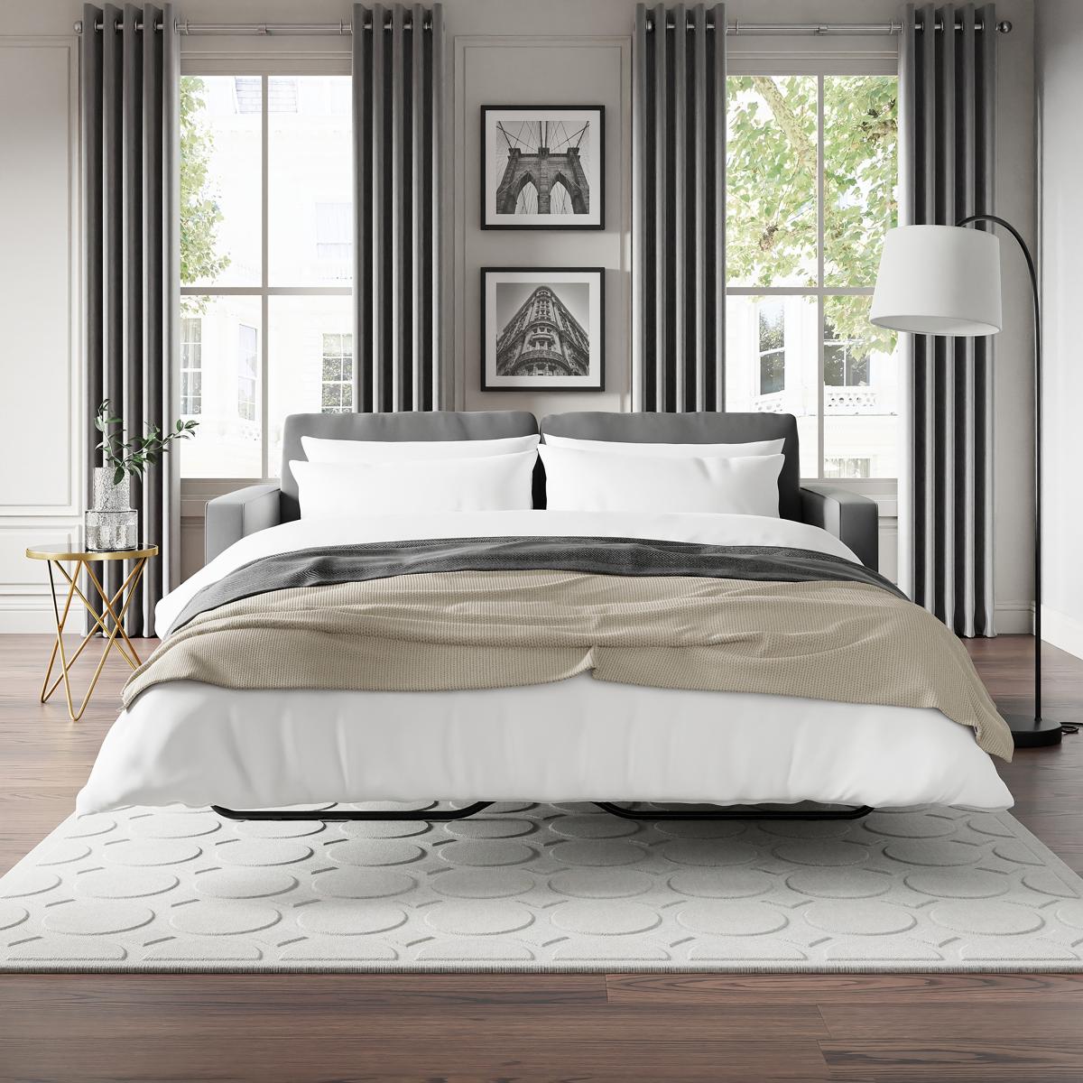 Zoe Velvet 3 Seater Sofa Bed Grey – image 4
