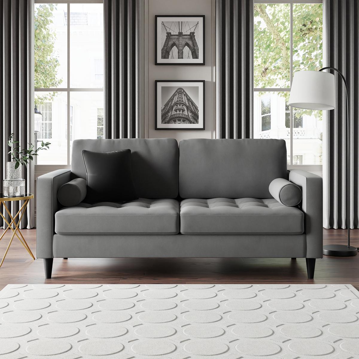 Zoe Velvet 3 Seater Sofa Bed Grey – image 7