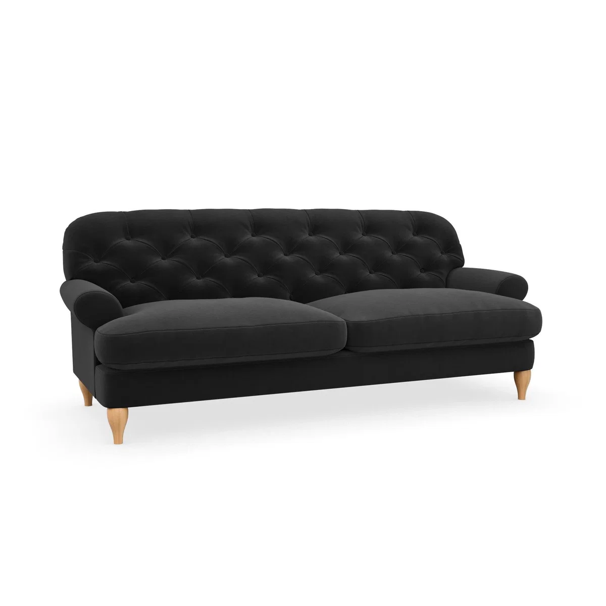 Canterbury Luxury Velvet 3 Seater Sofa Luxury Velvet Black – image 2