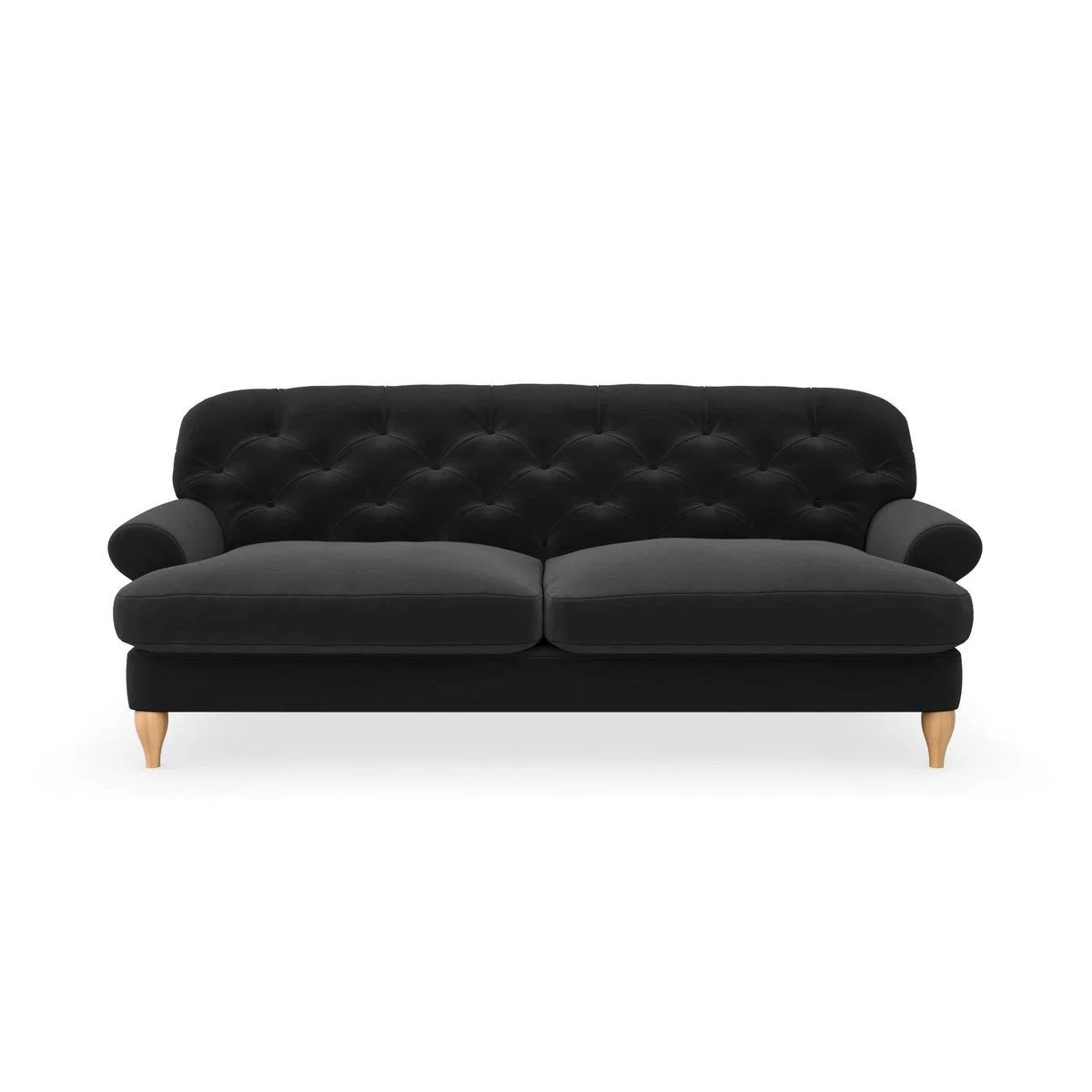 Canterbury Luxury Velvet 3 Seater Sofa Luxury Velvet Black – image 3