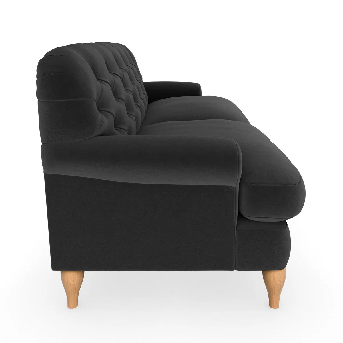 Canterbury Luxury Velvet 3 Seater Sofa Luxury Velvet Black – image 4