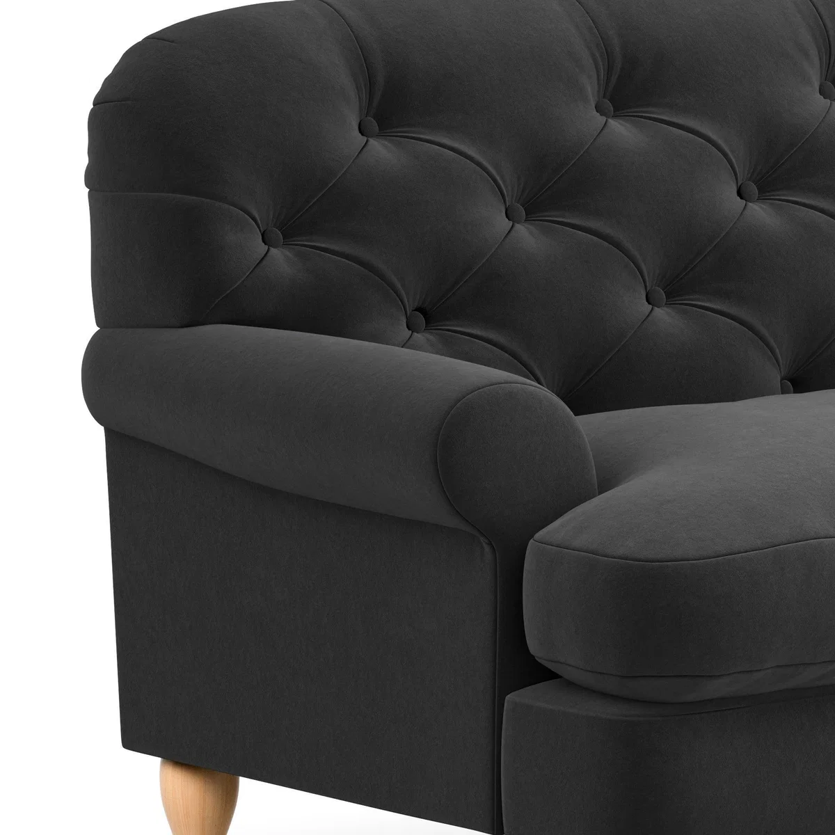 Canterbury Luxury Velvet 3 Seater Sofa Luxury Velvet Black – image 7