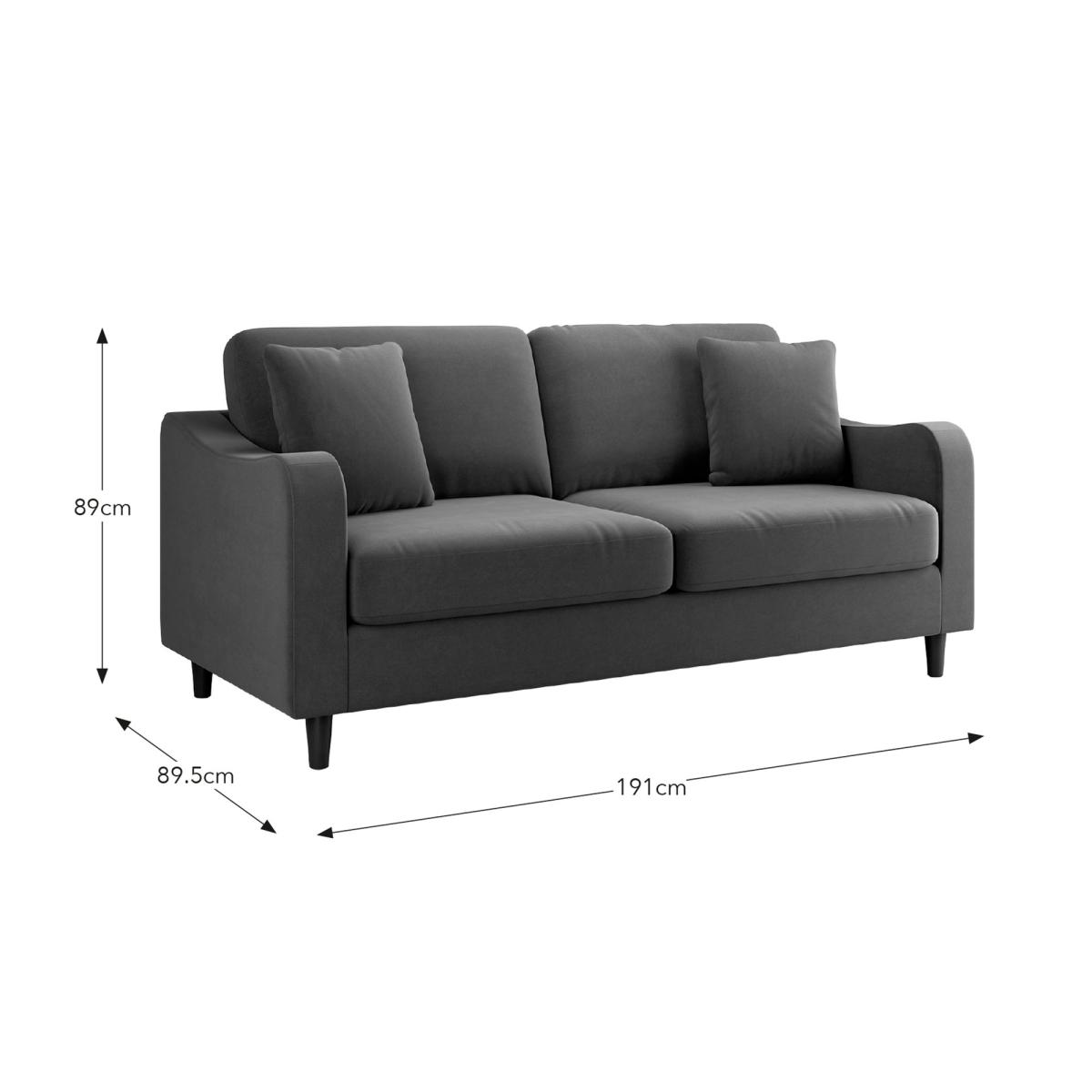 Ellison Velvet 3 Seater Sofa Velvet Olive – image 7