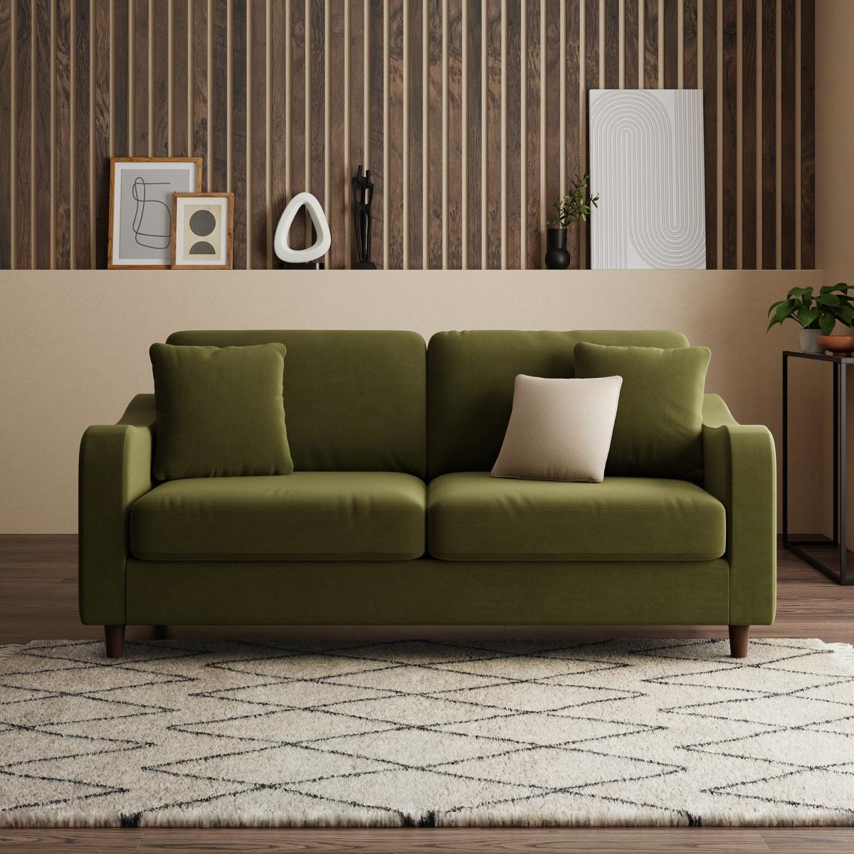 Ellison Velvet 3 Seater Sofa Velvet Olive – image 1