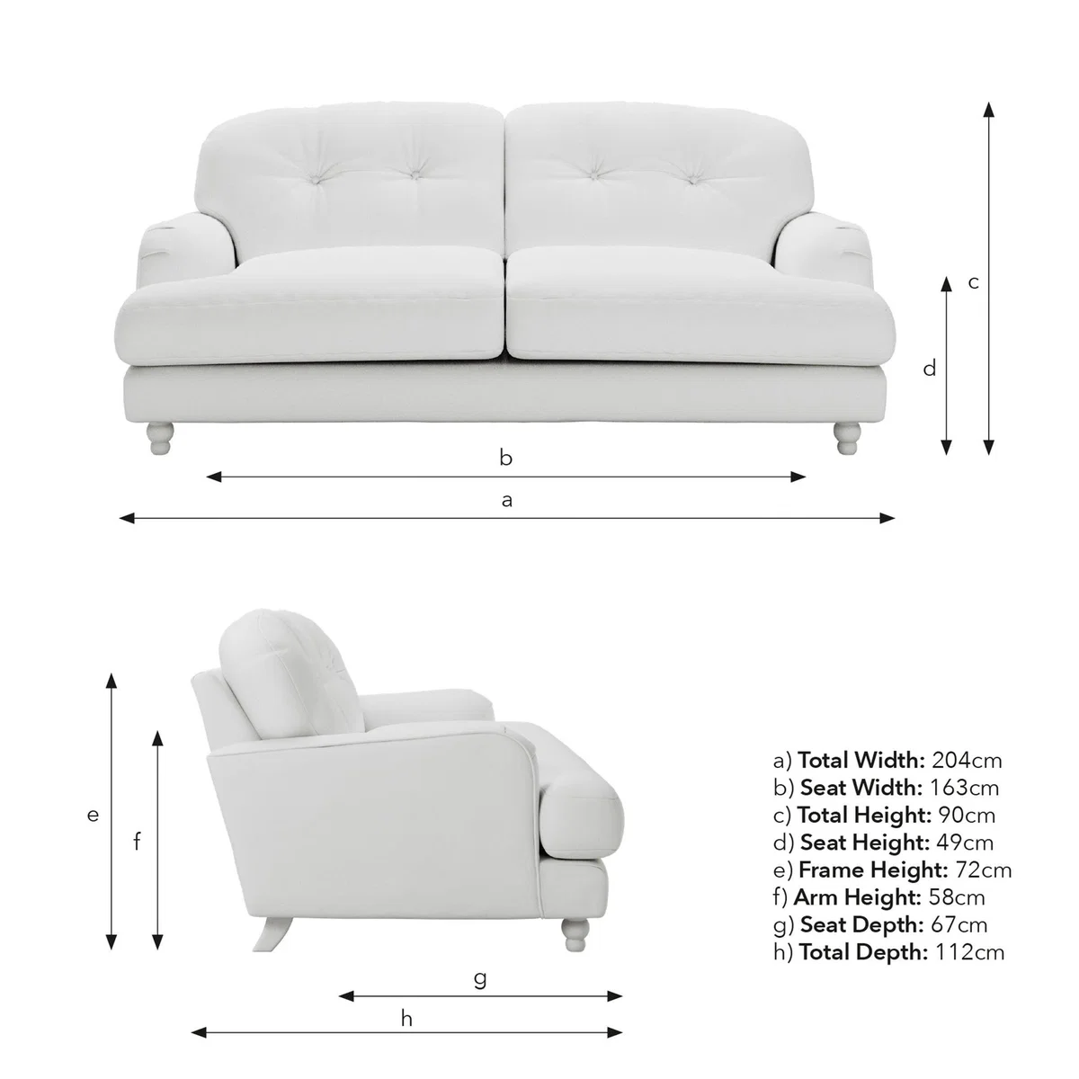 Martha Faux Linen 3 Seater Sofa Slub Faux Linen Green – image 9