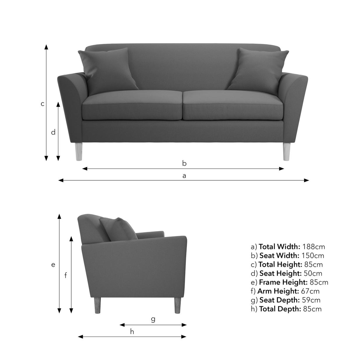 Ernie Fabric 3 Seater Sofa Teal (Blue) – image 9