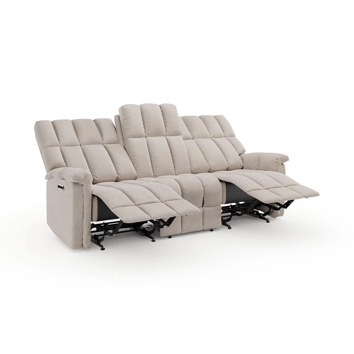 Spencer Chenille Power Recliner 3 Seater Sofa, Natural Natural – image 7