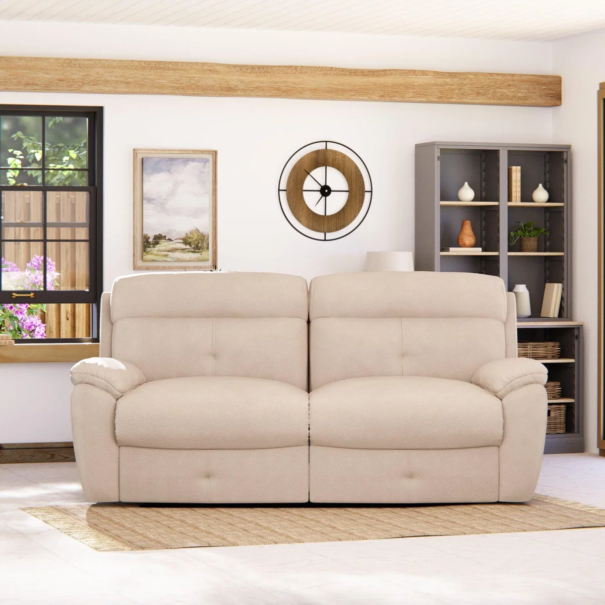 Abbotsbury 3 Seater Power Recliner Sofa Chenille Sand – image 3