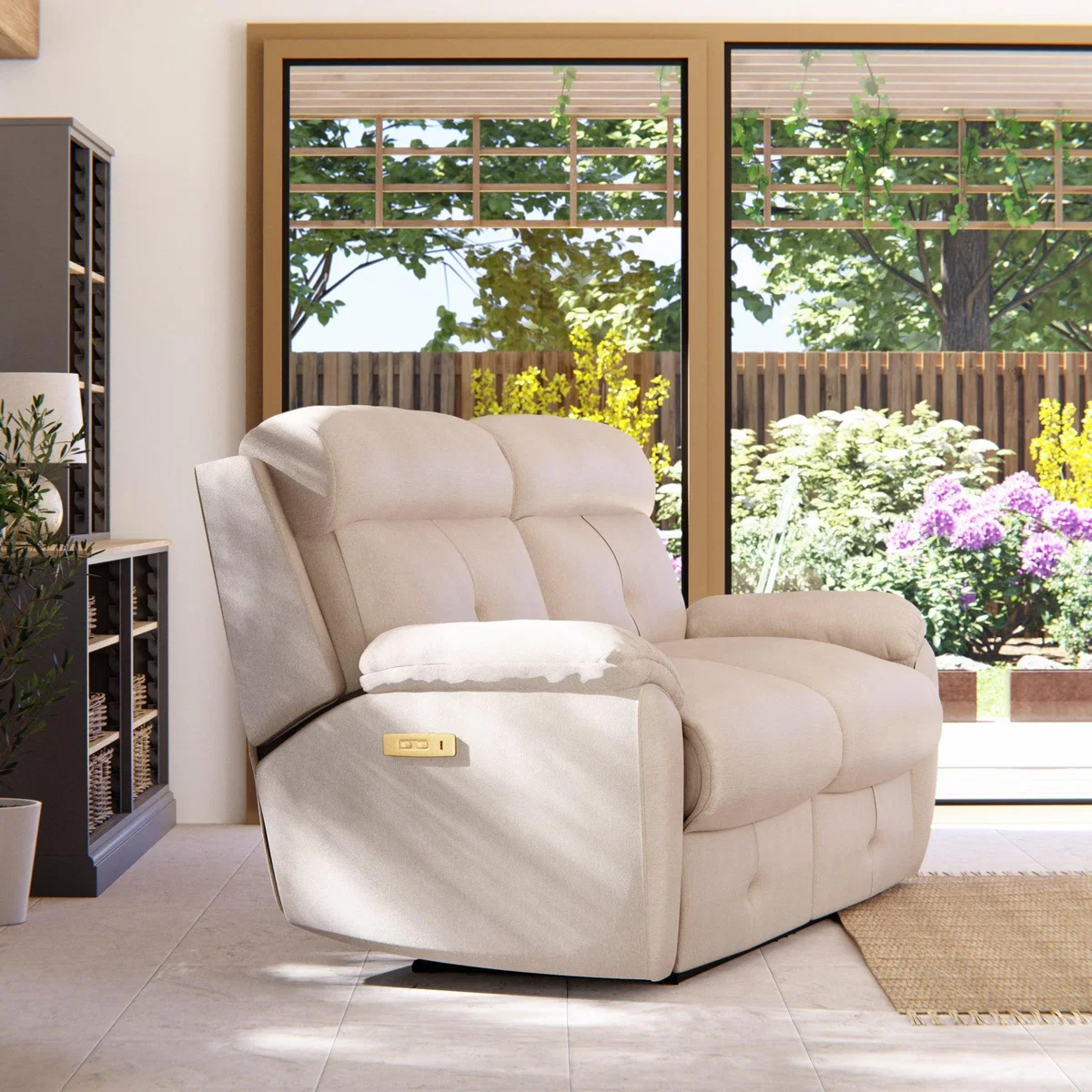 Abbotsbury 3 Seater Power Recliner Sofa Chenille Sand – image 4