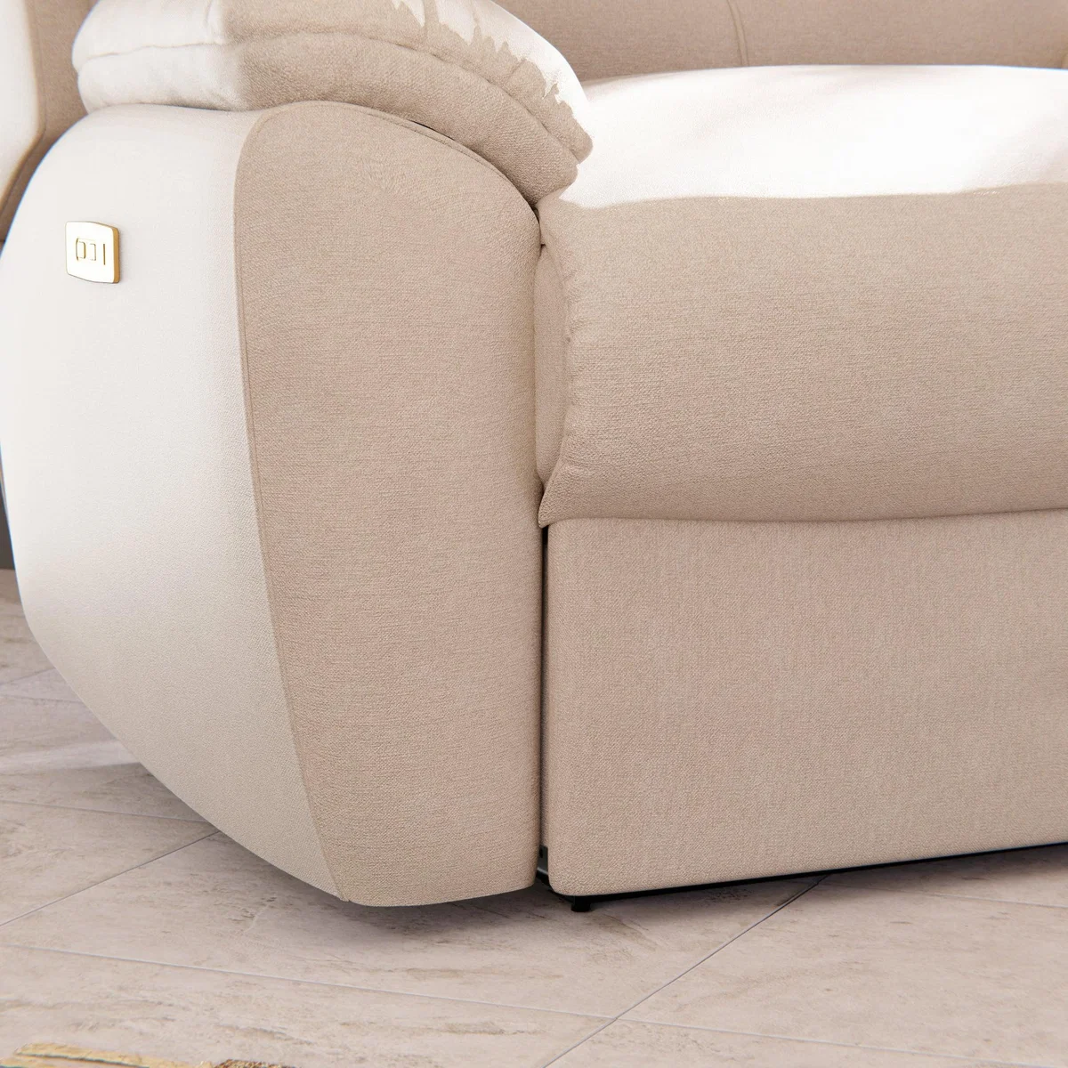 Abbotsbury 3 Seater Power Recliner Sofa Chenille Sand – image 8