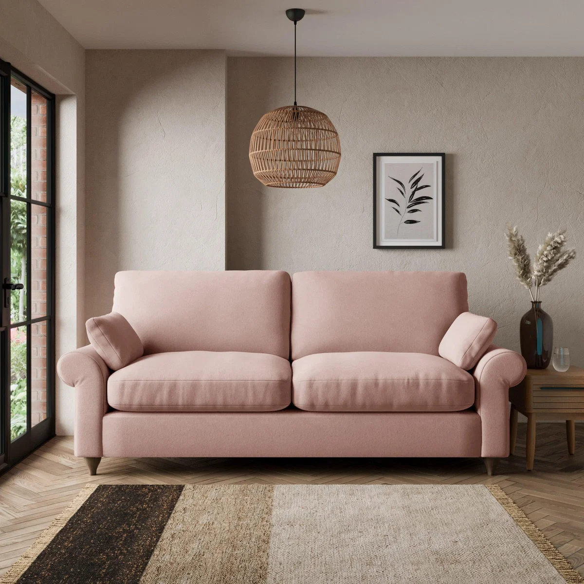 Salisbury Luxury Velvet 3 Seater Sofa Luxury Velvet Peach Blush – image 1