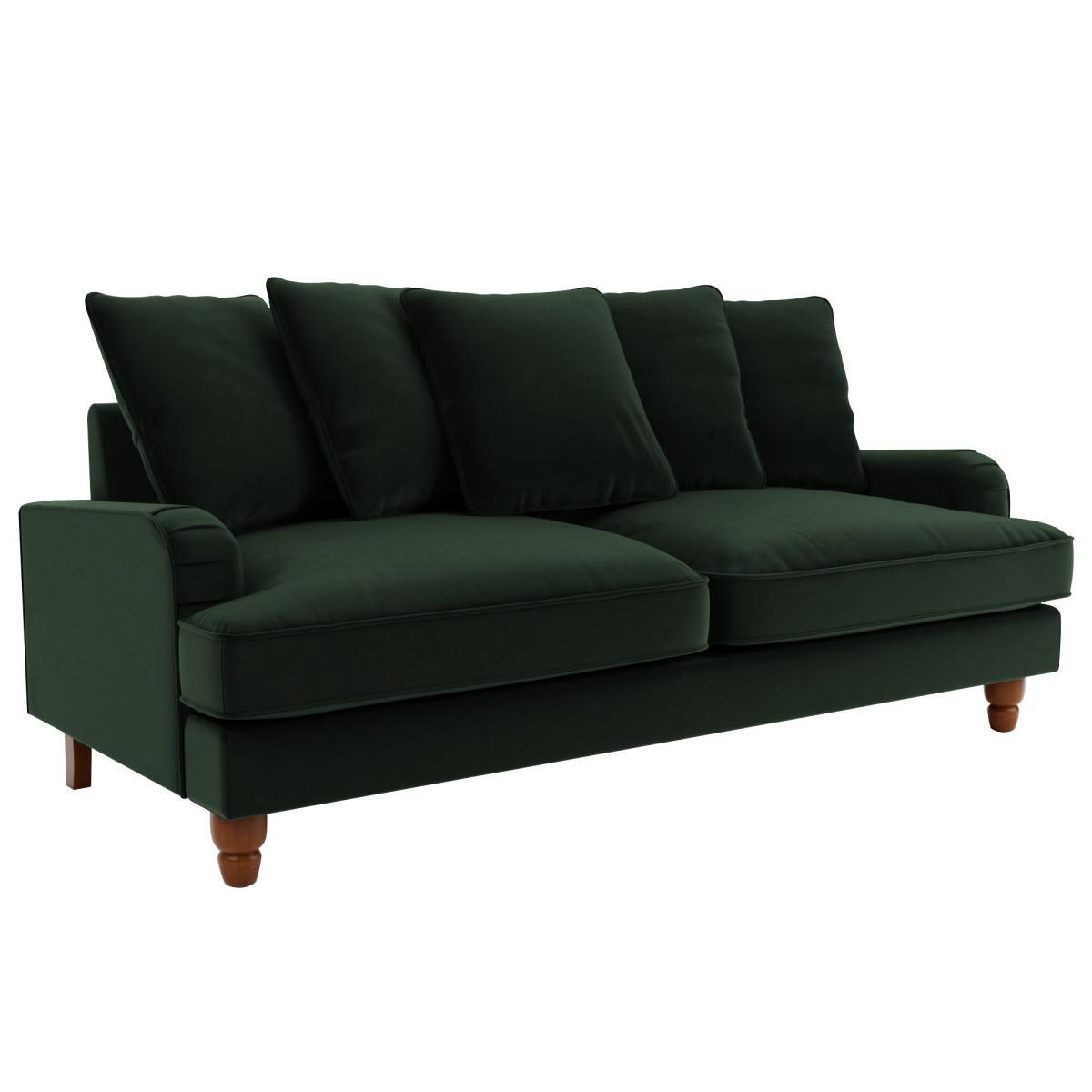 Beatrice Velvet Scatter Back 3 Seater Sofa Bottle (Green) – image 4