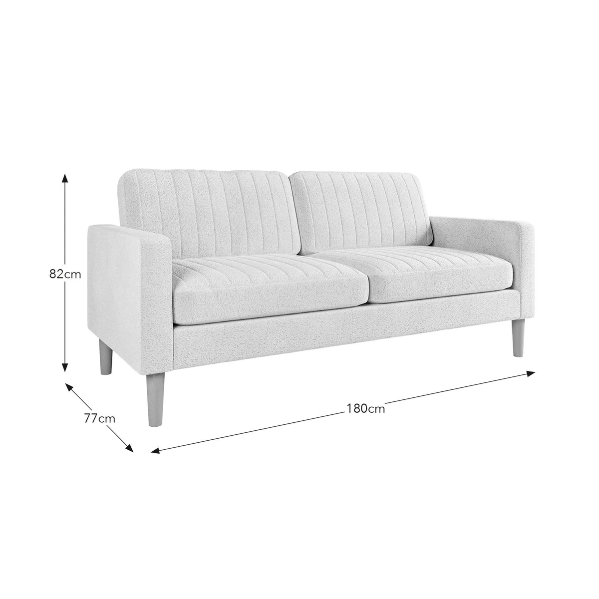 Jacob Pleated Cosy Chenille 3 Seater Sofa Jacob Chenille Ivory – image 9