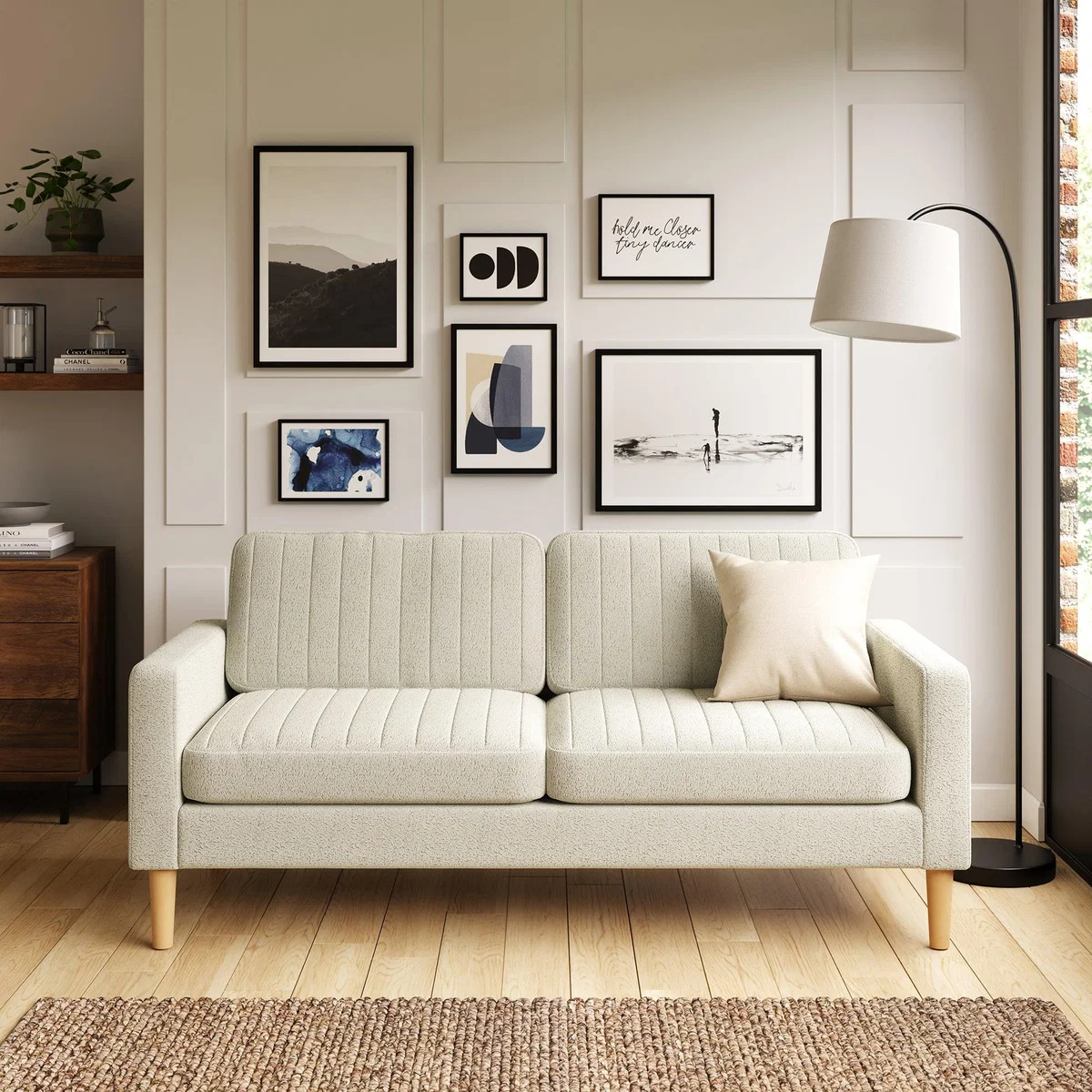 Jacob Pleated Cosy Chenille 3 Seater Sofa Jacob Chenille Ivory – image 1