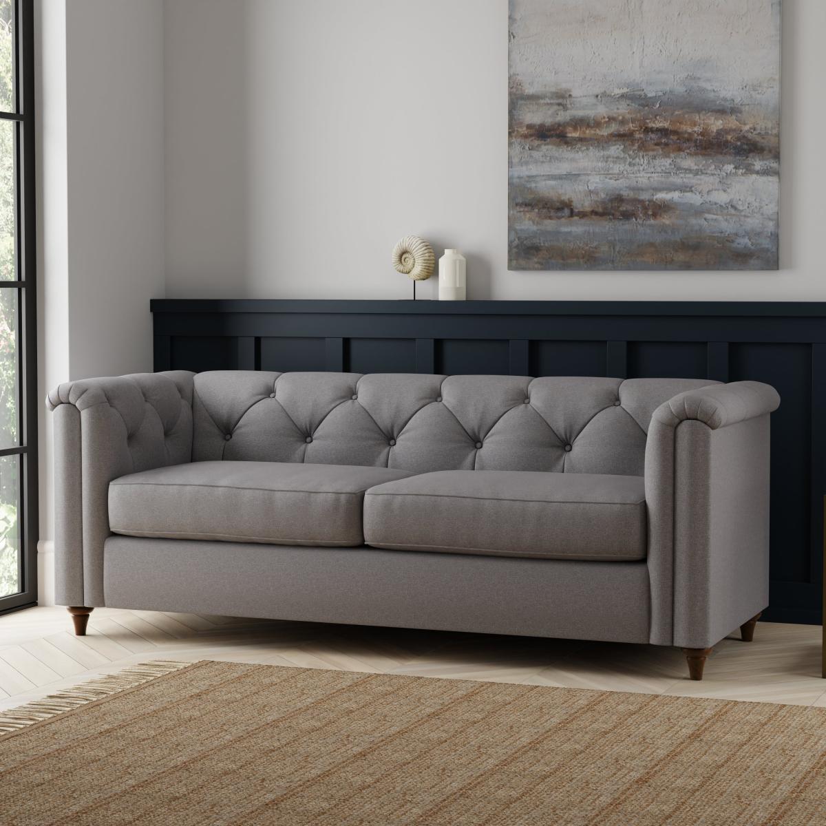 Chesterfield Soft Texture 3 Seater Sofa Soft Texture Grey – image 2