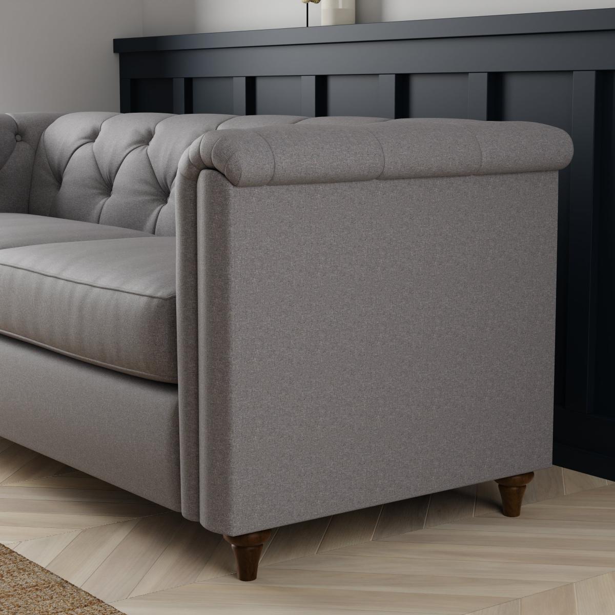 Chesterfield Soft Texture 3 Seater Sofa Soft Texture Grey – image 3