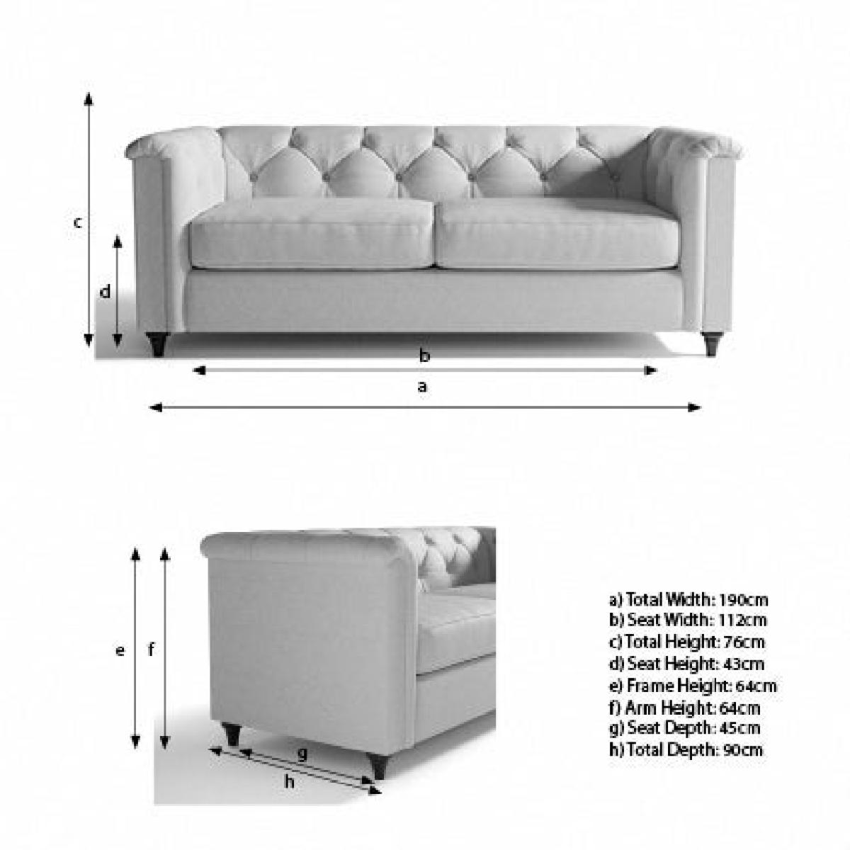 Chesterfield Soft Texture 3 Seater Sofa Soft Texture Grey – image 7