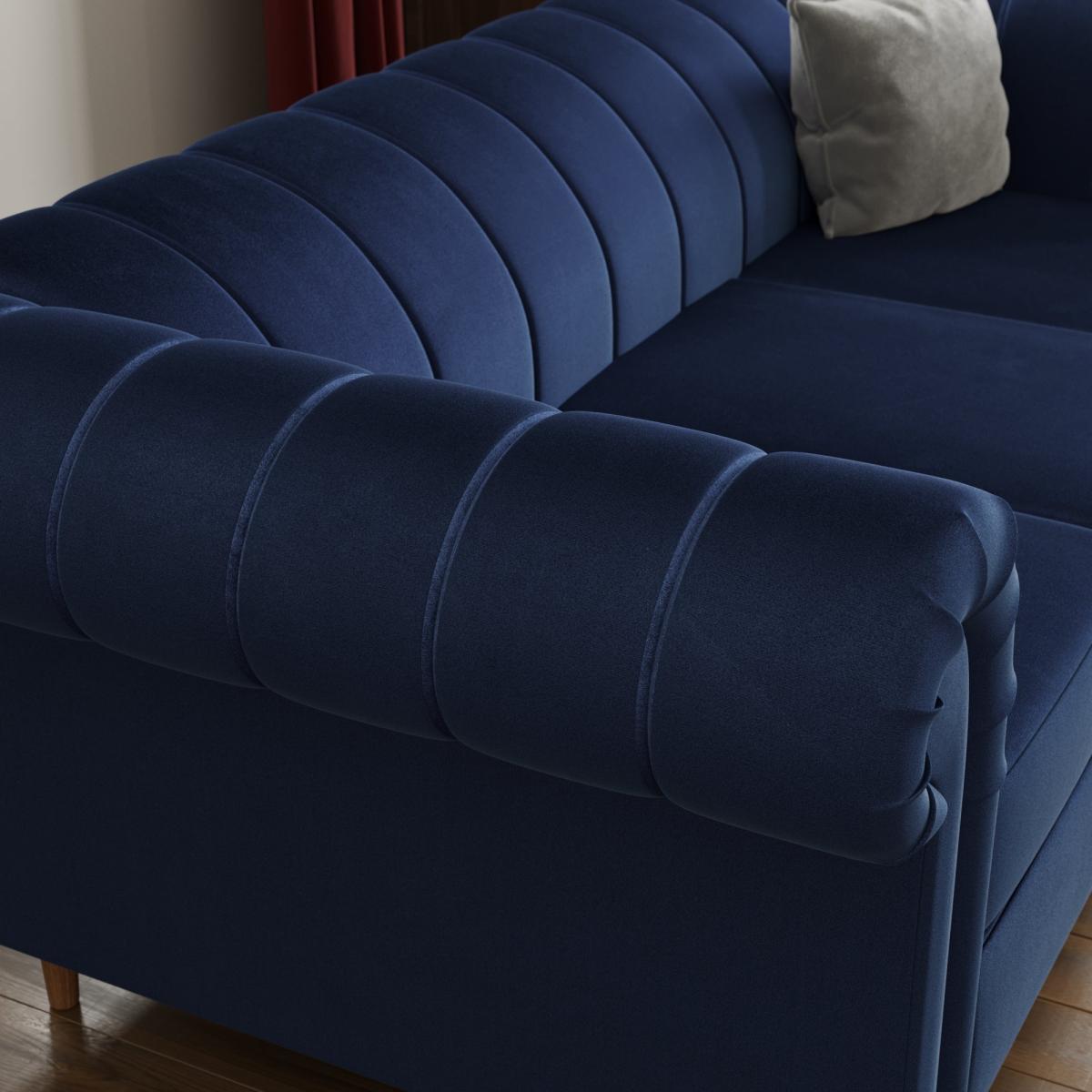 Chesterfield Velvet 3 Seater Sofa Navy – image 2
