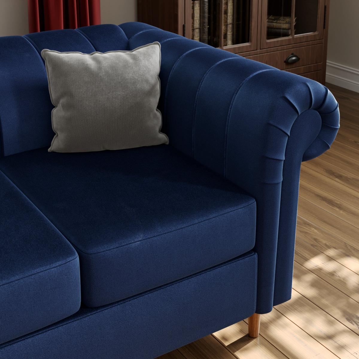 Chesterfield Velvet 3 Seater Sofa Navy – image 4
