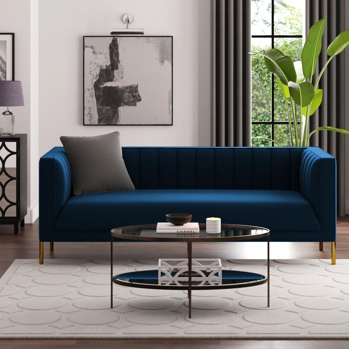 Bellamy Luxe Velvet 3 Seater Sofa Luxe Navy – image 1