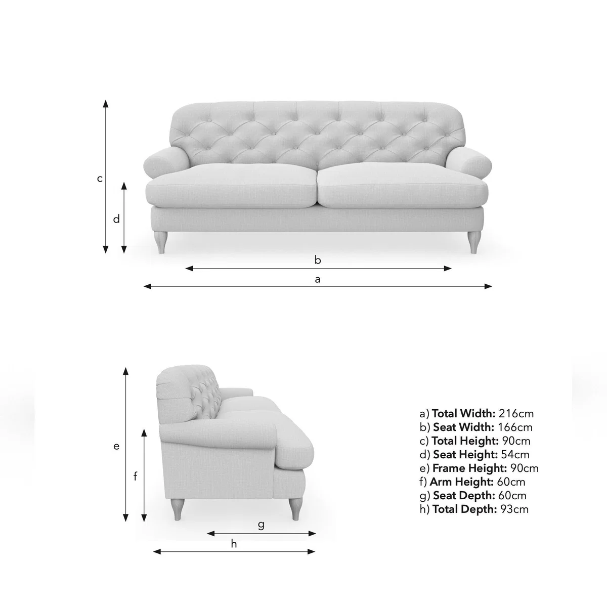 Canterbury 3 Seater Sofa Tonal Weave Charcoal – image 9