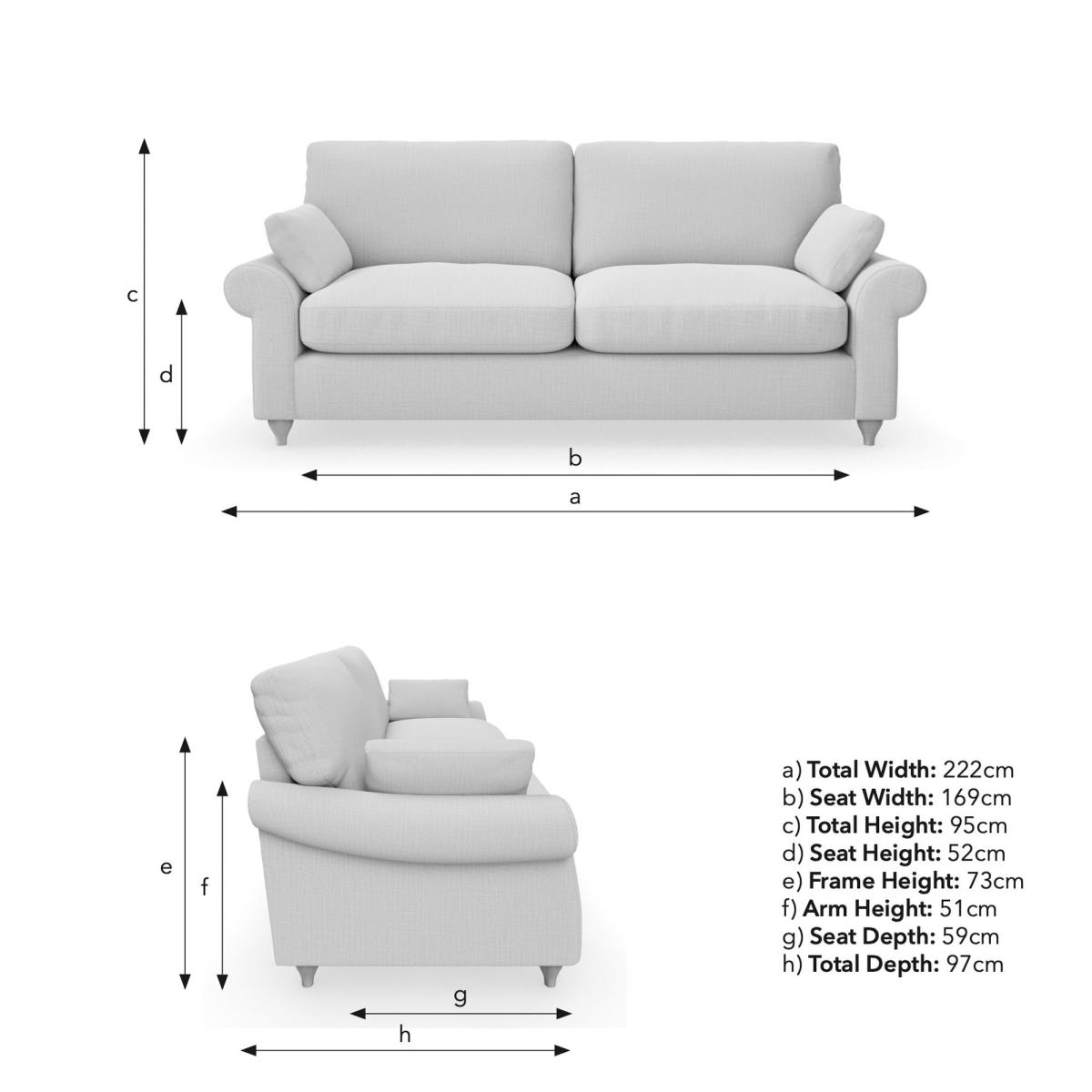 Salisbury 3 Seater Sofa Cosy Velvet Pacific – image 7
