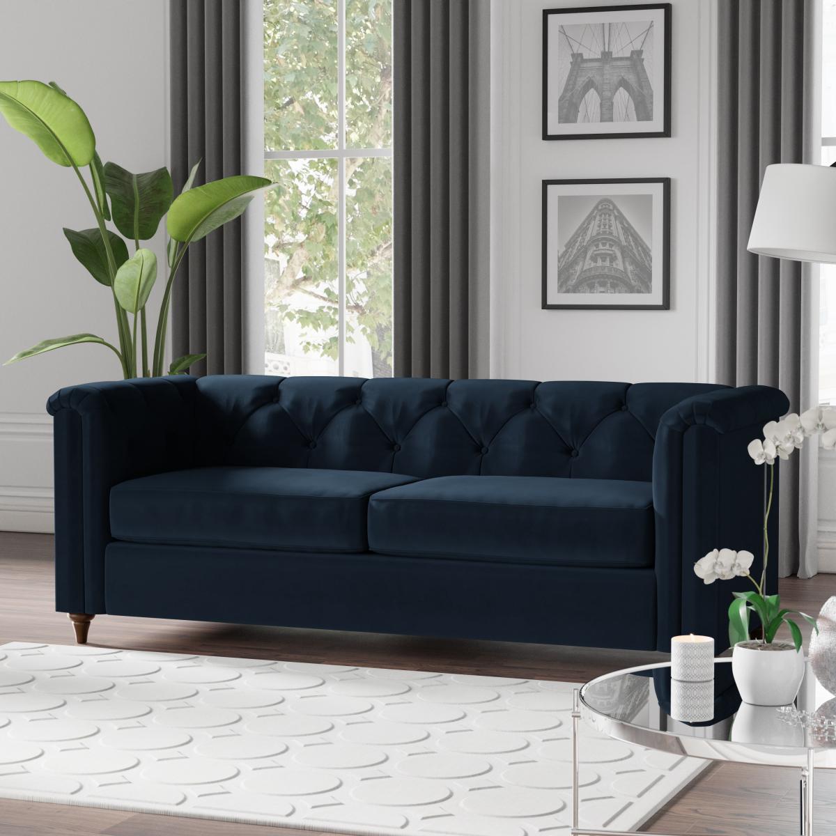 Chesterfield Opulent Velvet 3 Seater Sofa Navy Blue – image 2