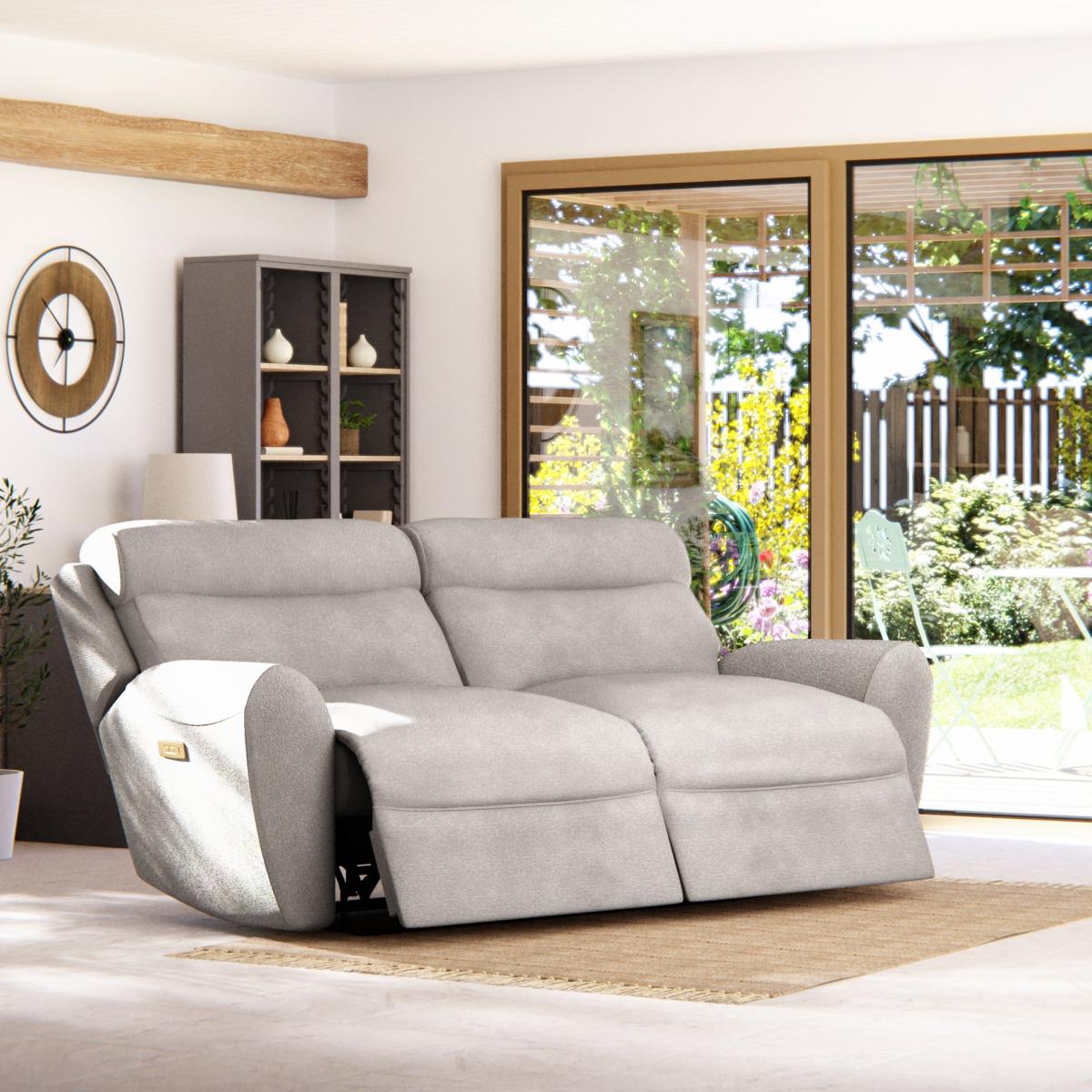 Wareham 3 Seater Power Recliner Sofa Grey Chenille – image 2