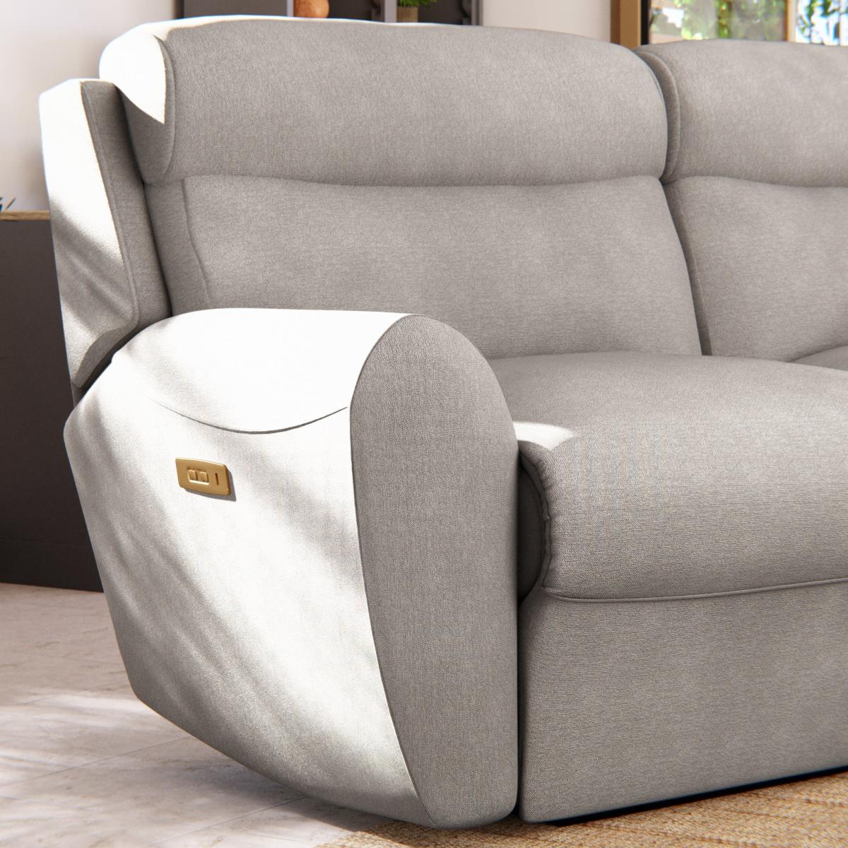 Wareham 3 Seater Power Recliner Sofa Grey Chenille – image 6