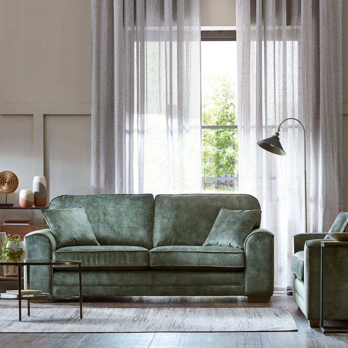 Morello 3 Seater Sofa Slub Velvet Slub Velvet Cement – image 2