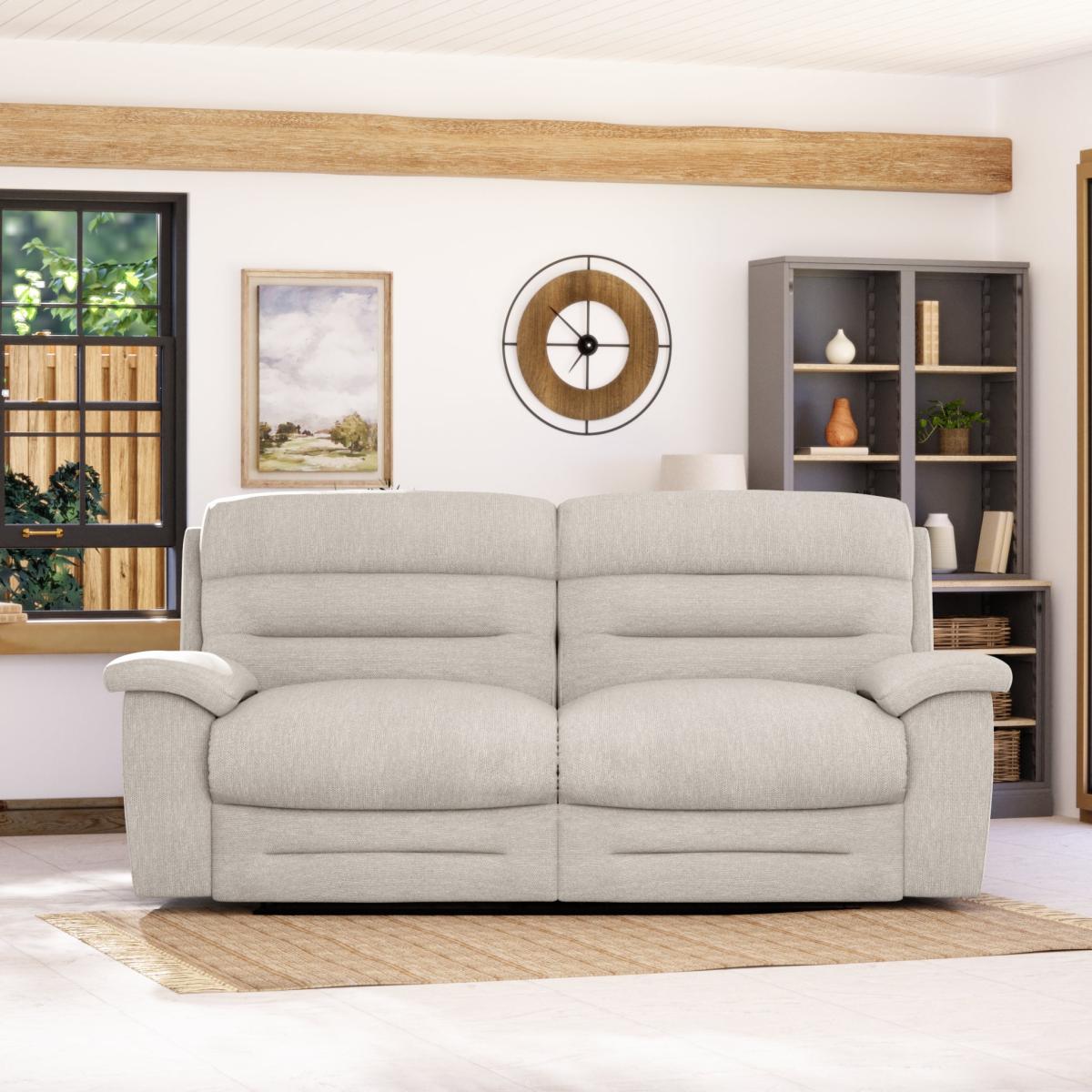 Lulworth 3 Seater Power Recliner Sofa Honeycomb Chenille Linen – image 3