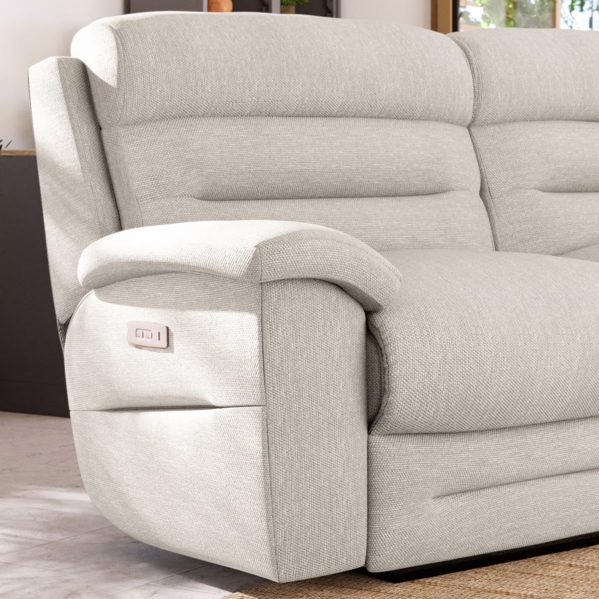 Lulworth 3 Seater Power Recliner Sofa Honeycomb Chenille Linen – image 6
