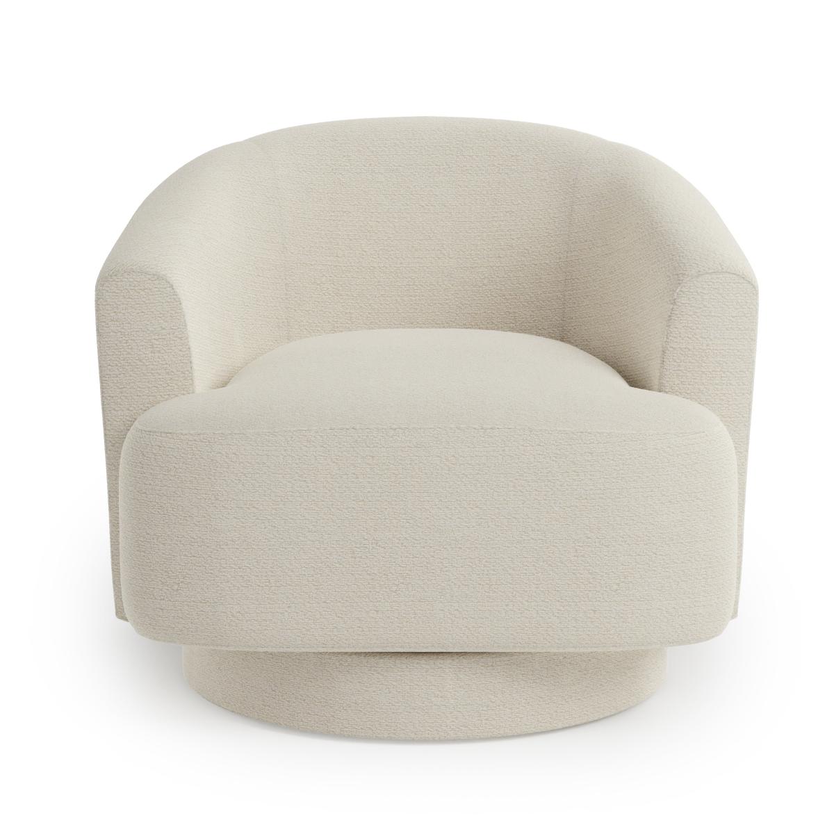 Carmen Curved Chunky Chenille Swivel Chair, Ivory White – image 6