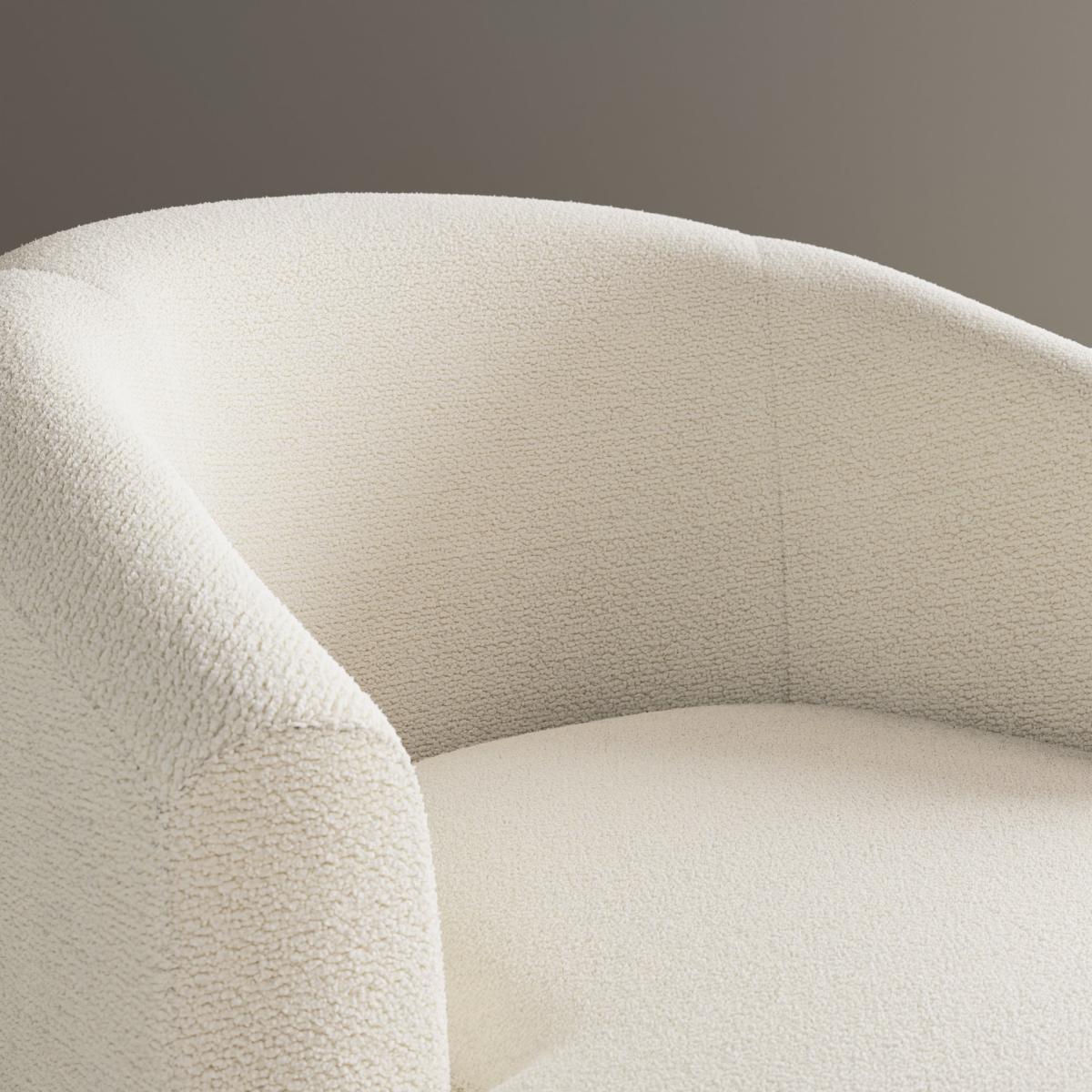 Carmen Curved Chunky Chenille Swivel Chair, Ivory White – image 1