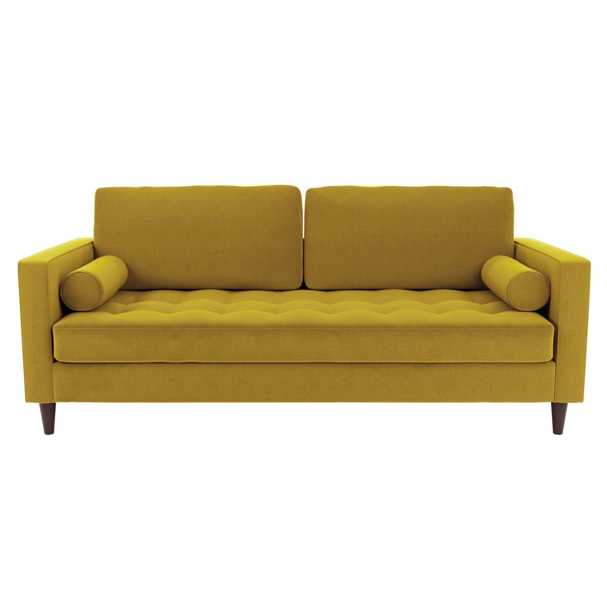 Zoe Velvet 3 Seater Sofa Honey (Yellow) – image 2
